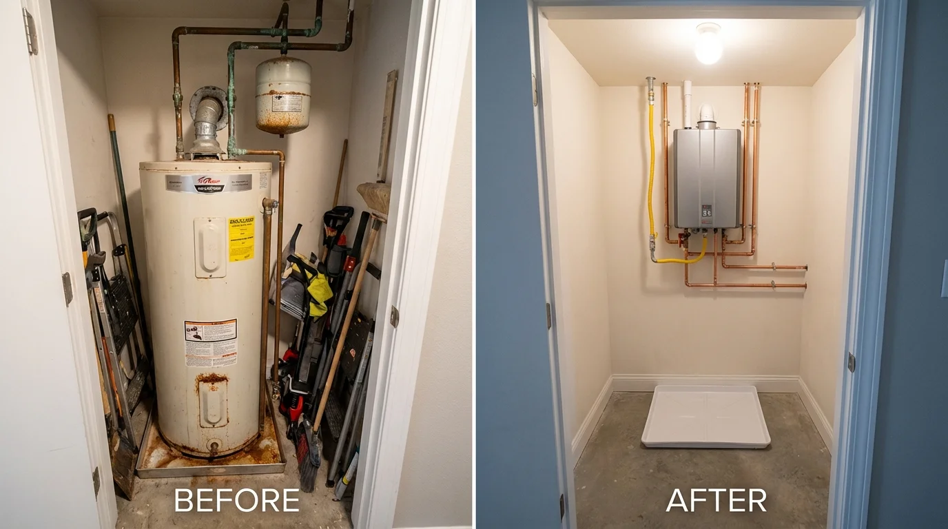 Tank water heater versus wall-mounted tankless unit comparison for Ozark, MO homeowners